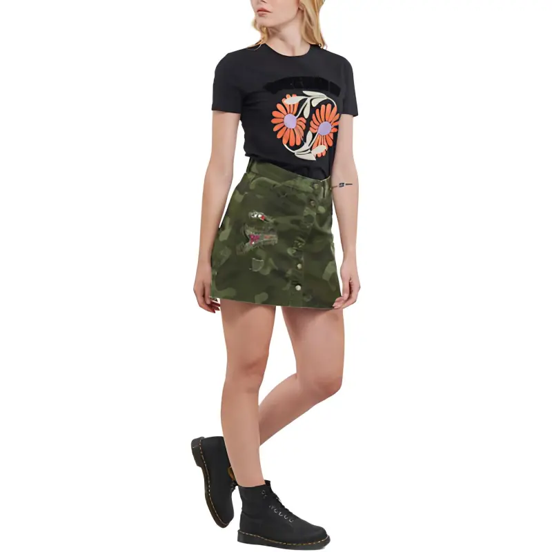Desigual Casual Short Skirts Women's Green-3