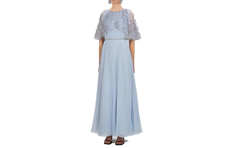 Self-portrait Floral Appliqué Crystal Gown-2
