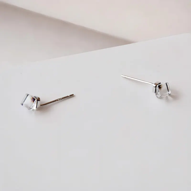 AFN 925 Sterling Silver Stud Earrings Women's Blue-2