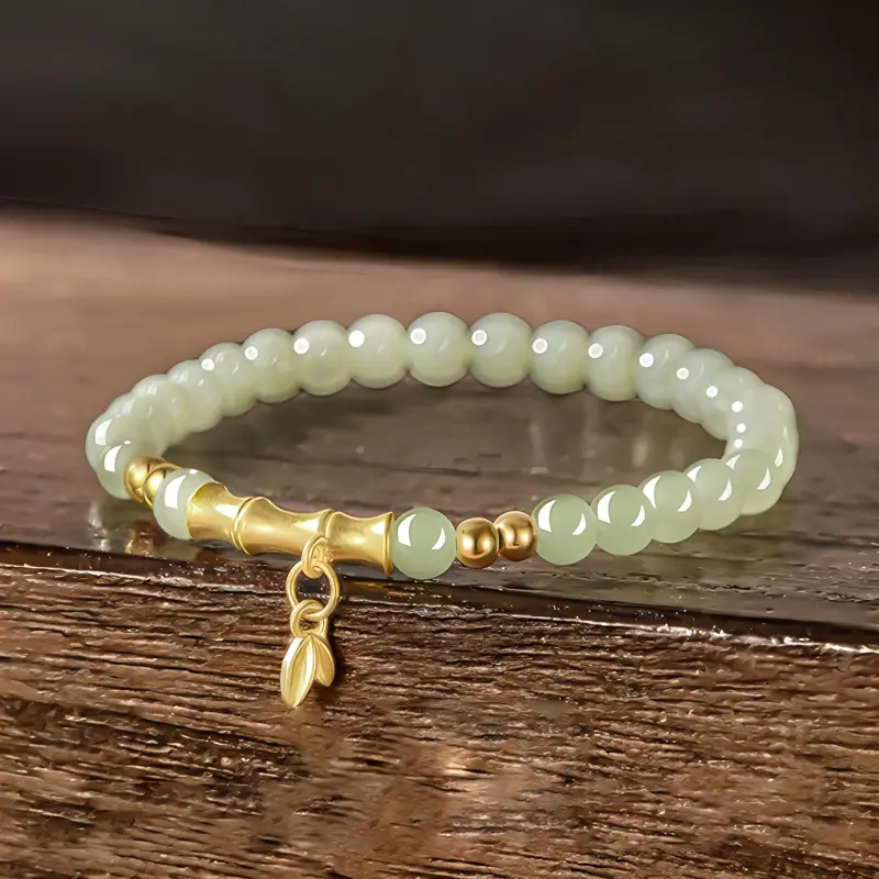 LIU GUI FU JEWELRY Solid Gold 999 Hetian Jade Bracelets Women's Pale Greenish White Jade-1