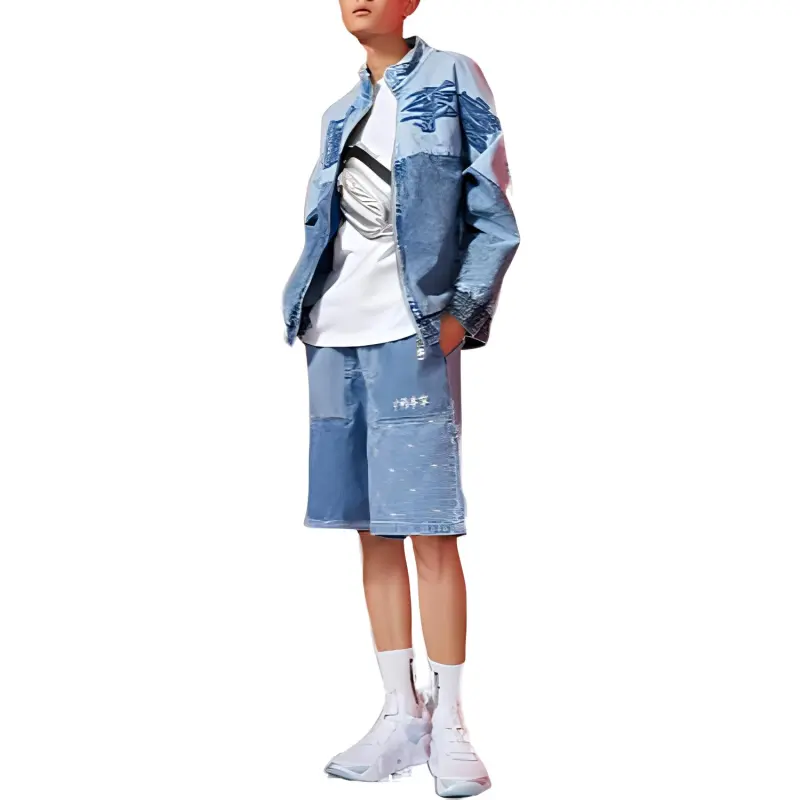 LiNing Sports Basketball Collection Denim Shorts Unisex Blue-2