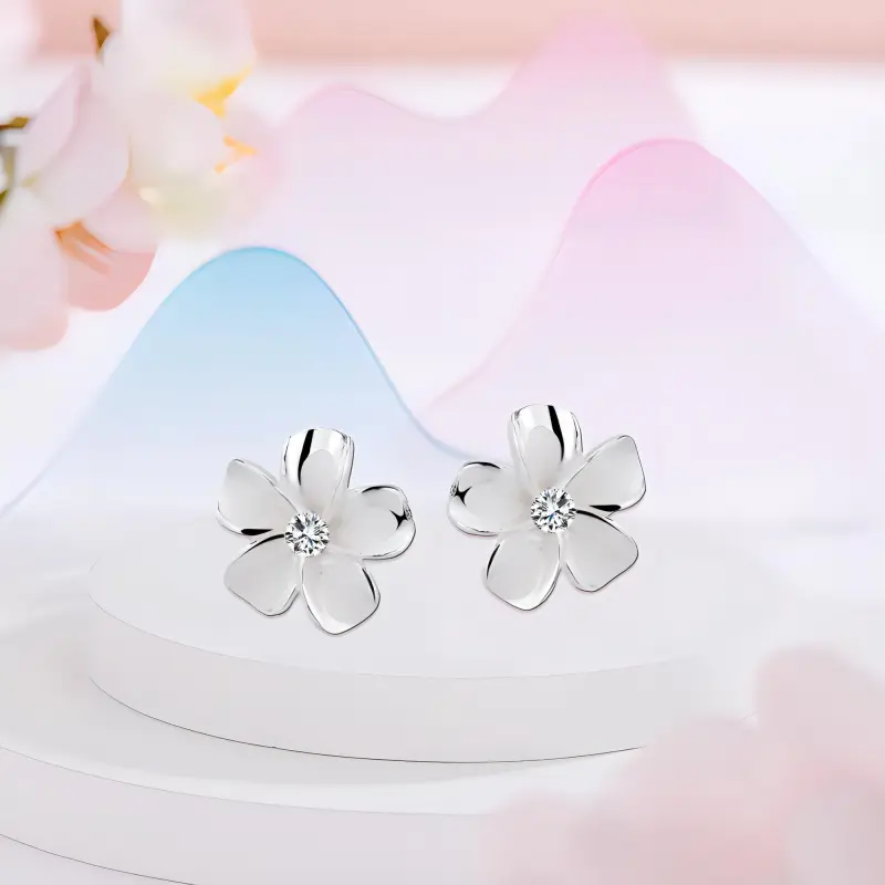 ZWU Sterling Silver Zircon Stud Earrings Fashion Stud Earrings Women's-5