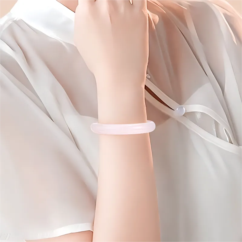 Artisan Lock Heart Jade Chalcedony Bangles Women's-1