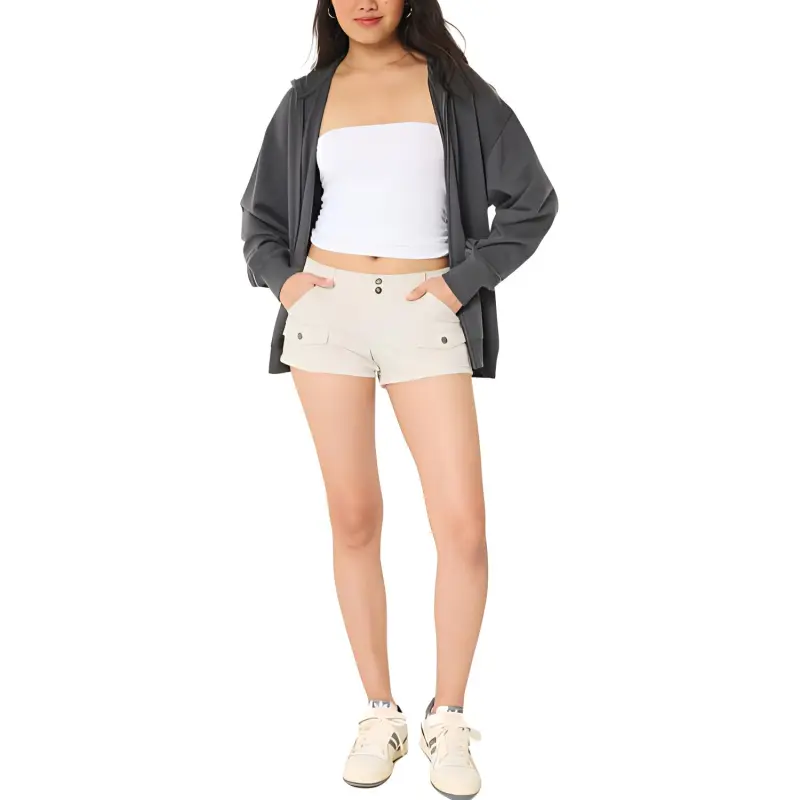 Hollister Cargo Shorts Women's Cream-1