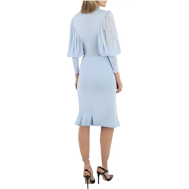 Burberry Long-Sleeved Dresses Women's Light Blue-1