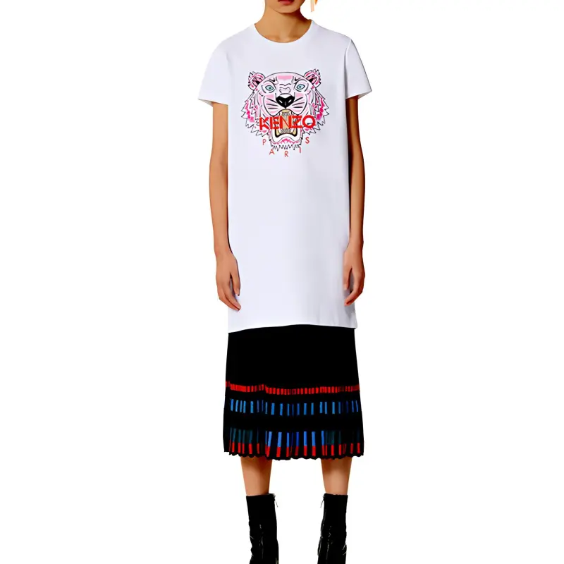 KENZO Classic Tiger Head SS21 Short Sleeved Dress Women's White-2