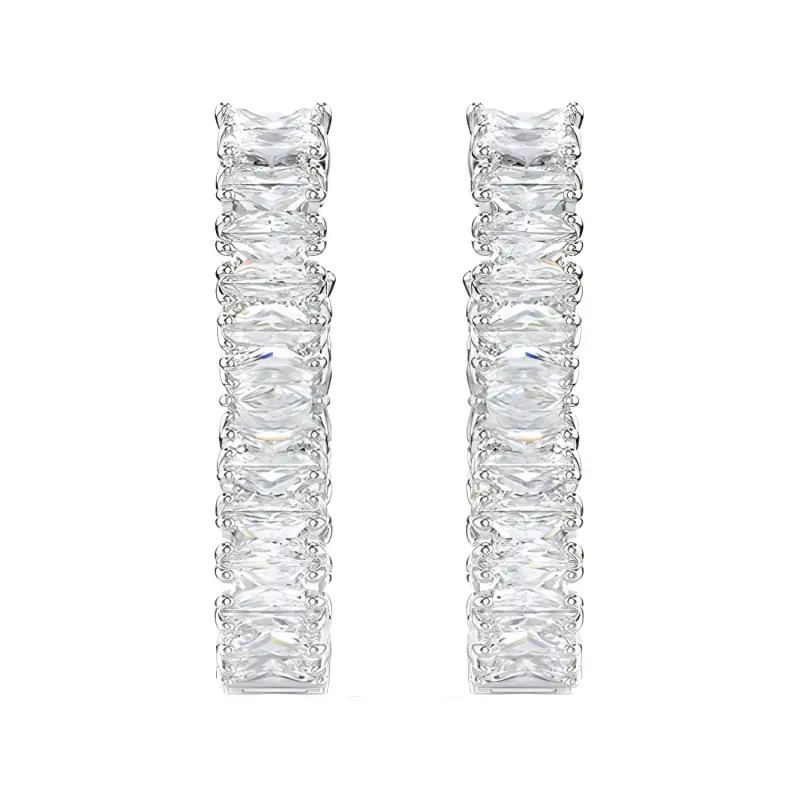 Swarovski Alloy Earrings Unisex Silver-2