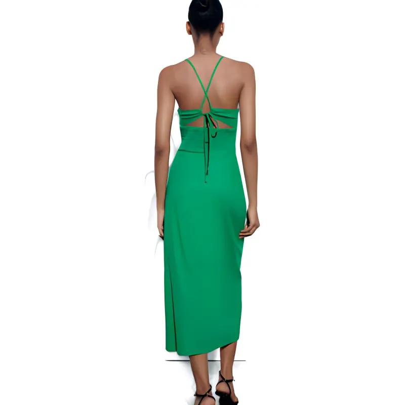 ZARA Sleeveless Dresses Women's Green-2