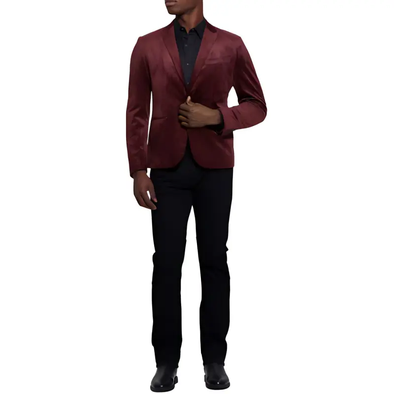 GUESS Fulham Velvet Blazer Business Suits Coats Men's Deep Red-1
