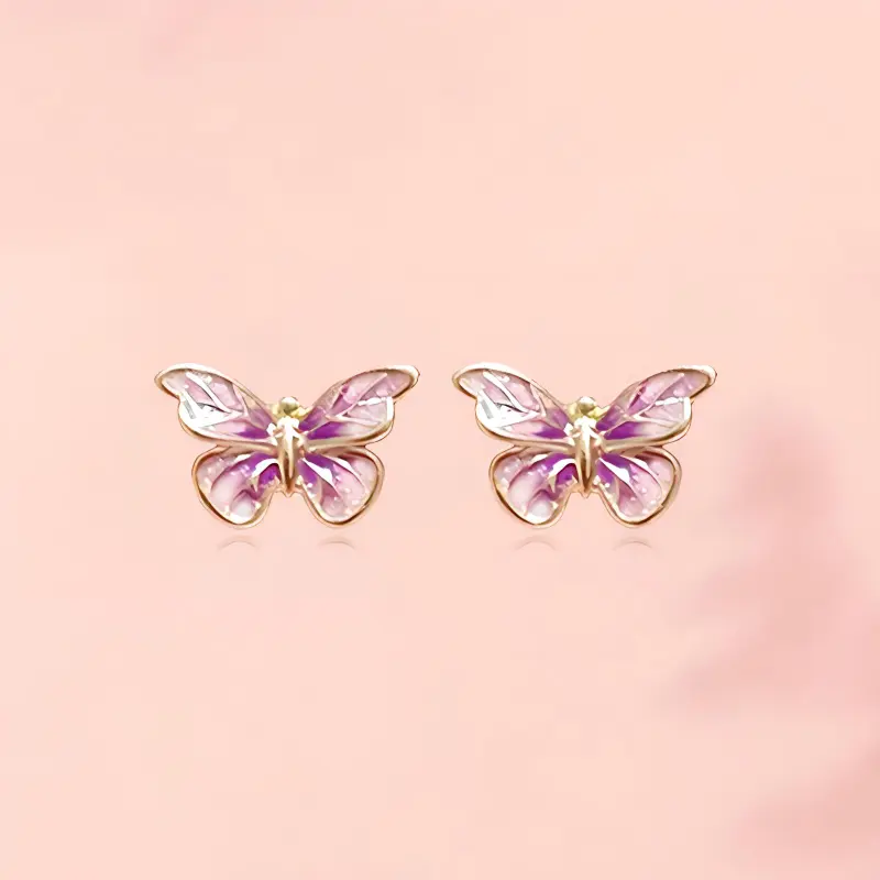 ZHIAIYONGHENG 18K Gold Stud Earrings Women's-3