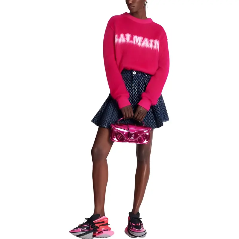 BALMAIN Logo Jacquard Crewneck Knitted Jumper-2