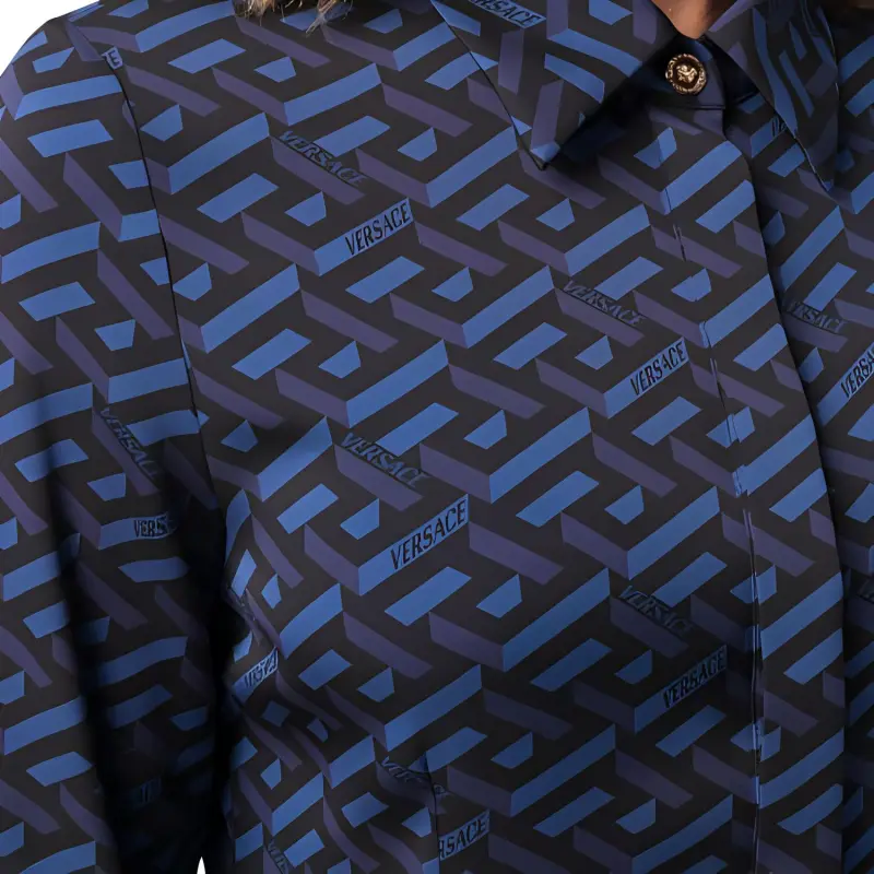 FANSIZHE VERSACE Shirt Women's Blue-4