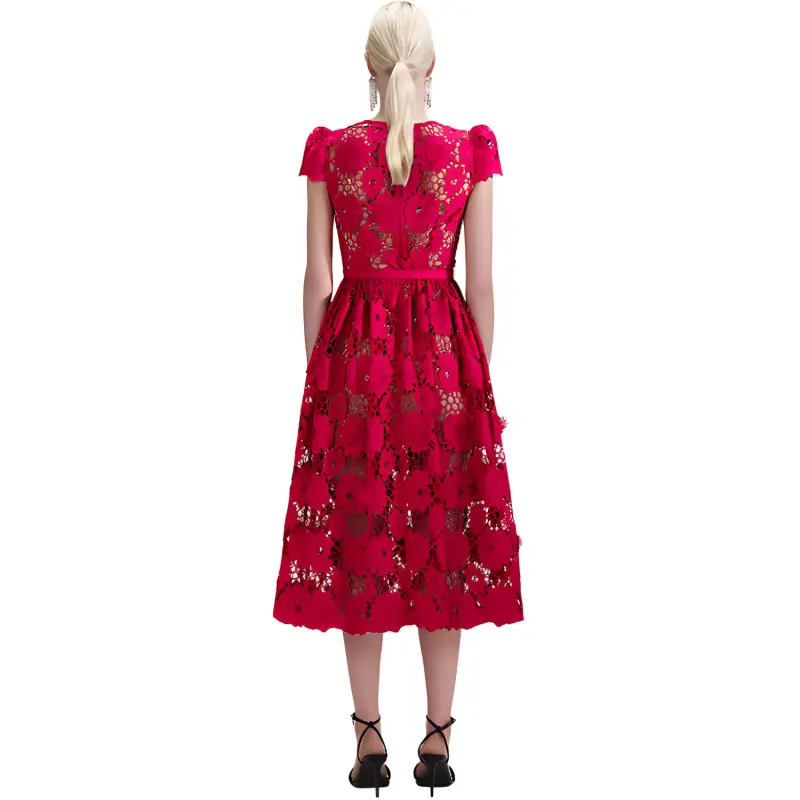 Self portrait Short Sleeved Dresses Women's France Red-2