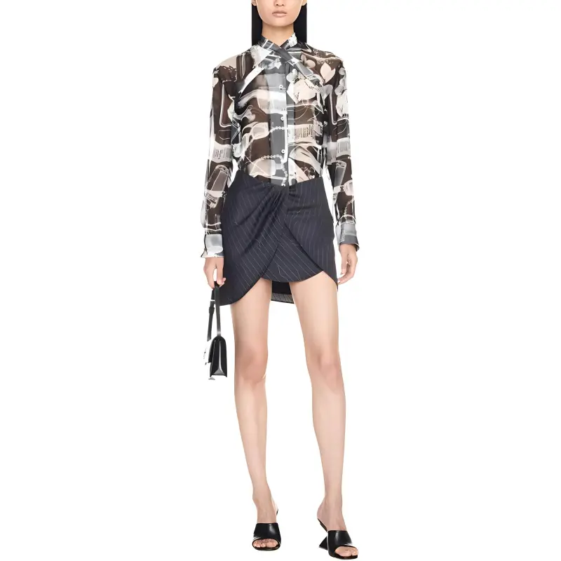 OFF WHITE Pinstriped High Waisted Mini Skirt-1