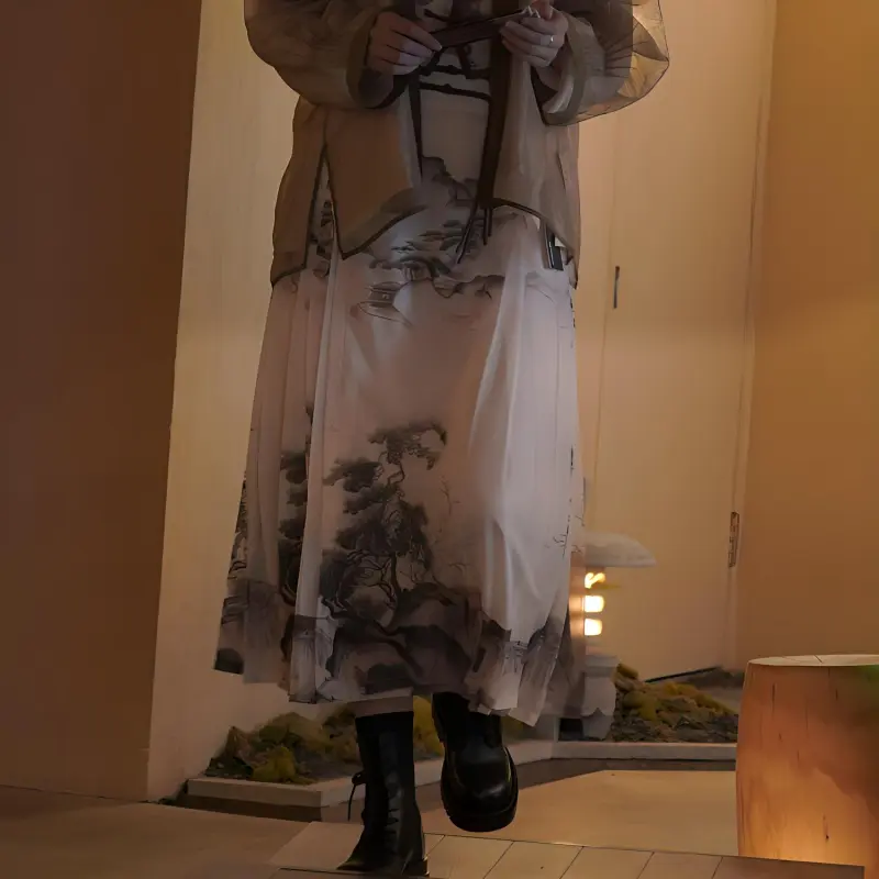 SETIROM Casual Long Skirt Women's Light Apricot-2