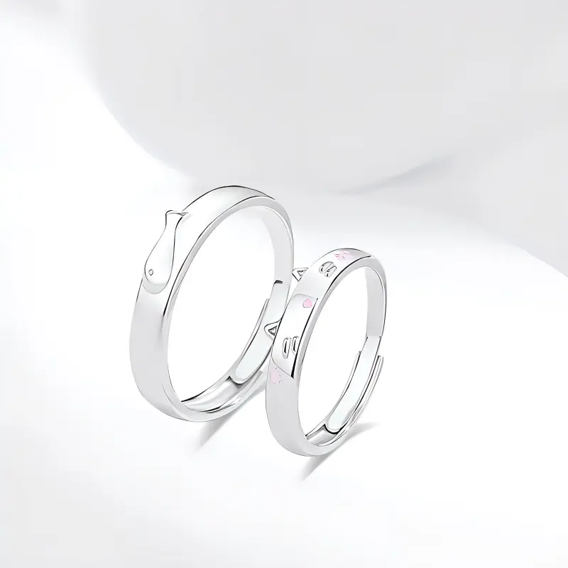 Muyan Alloy Cat And Fish Ring Unisex-2