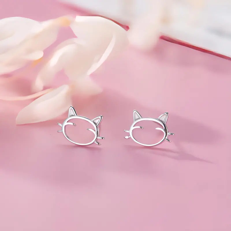 Heart Grass S925 Silver Stud Earrings Women's-4