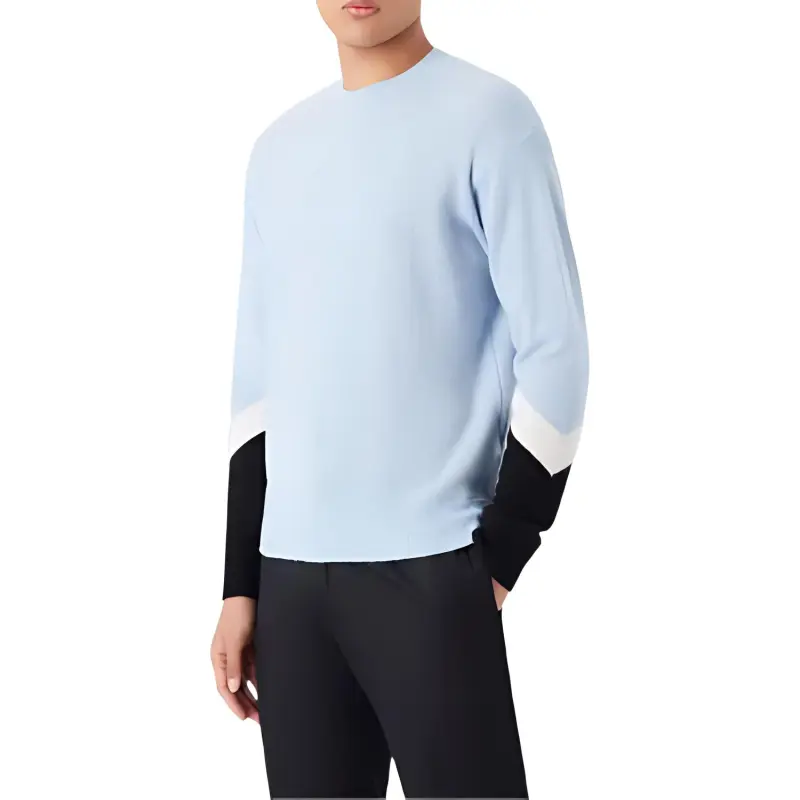 EMPORIO ARMANI Cashmere Sweaters Men Light Blue-2