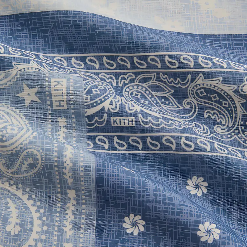 KITH Washed Paisley Long Sleeve Boxy Collared Overshirt-2