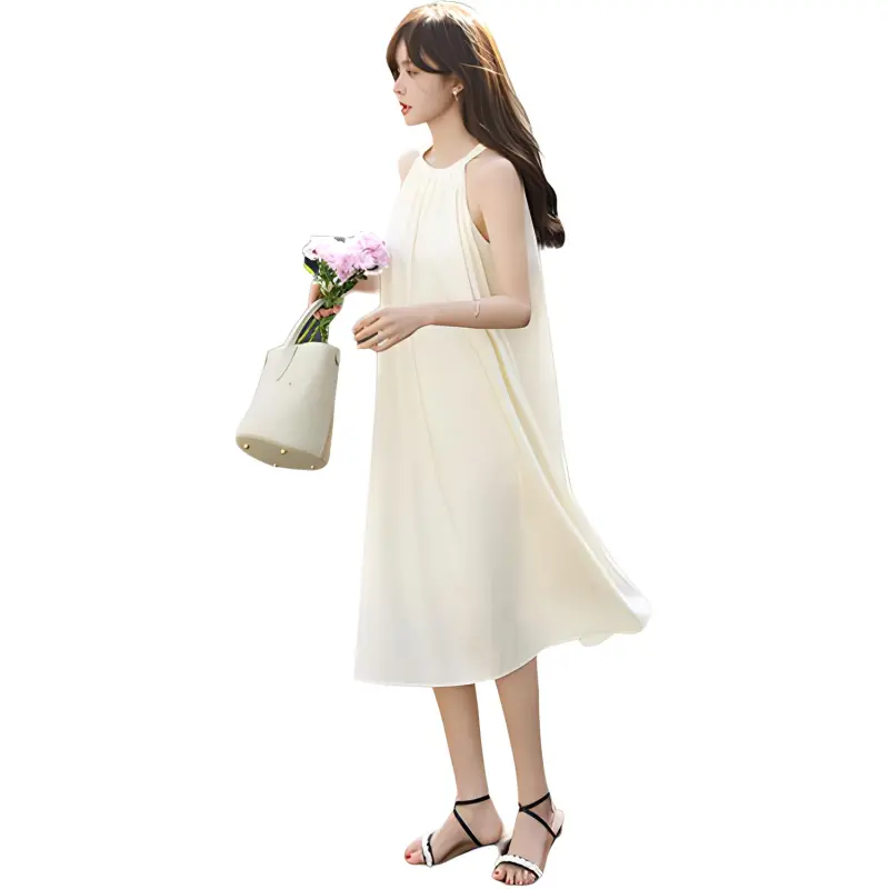 Mt SS24 Sleeveless Dress Women's Ecru-3