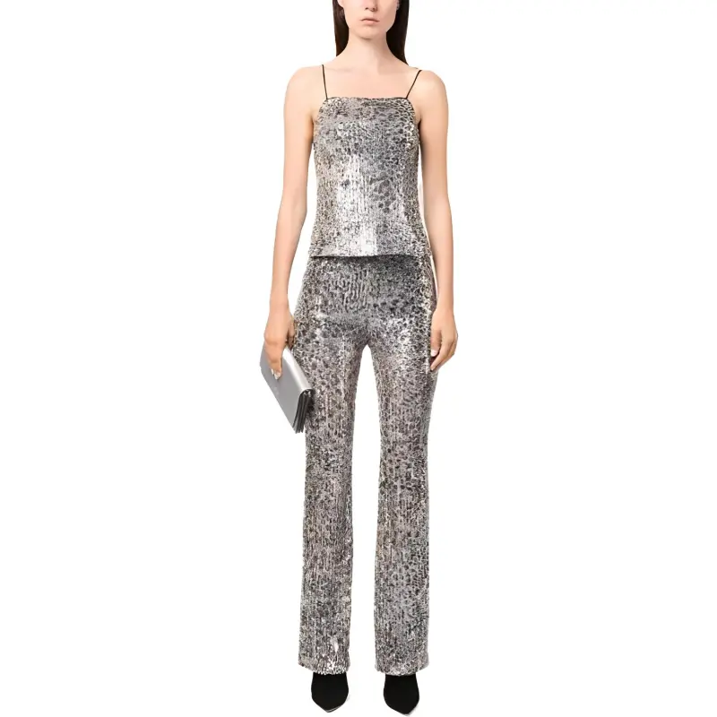LIU·JO Sequin embellished Straight leg Trousers-1