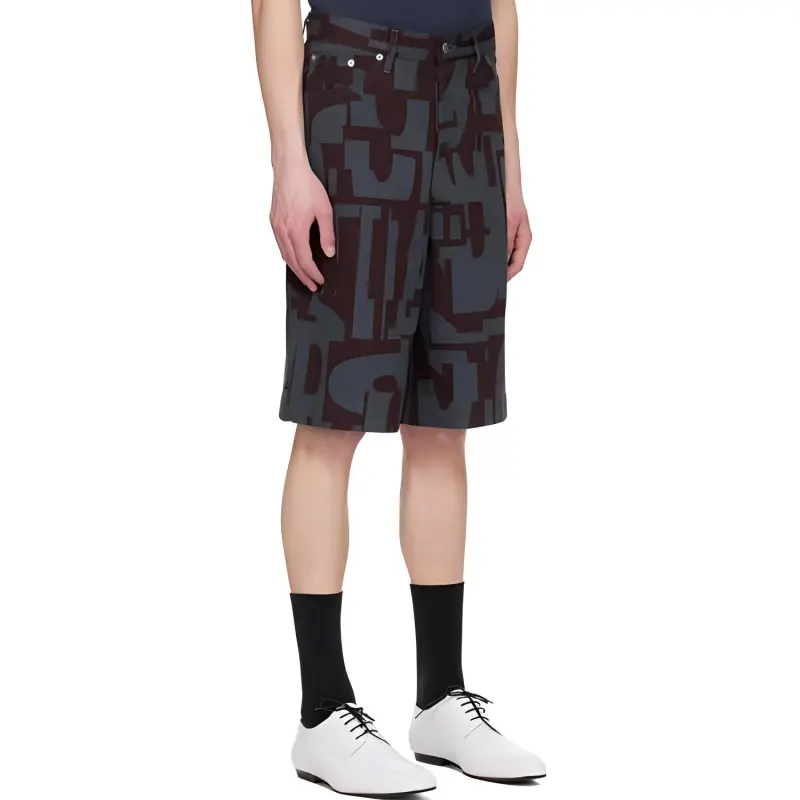 DRIES VAN NOTEN Denim Shorts Men's Gray Purple-2