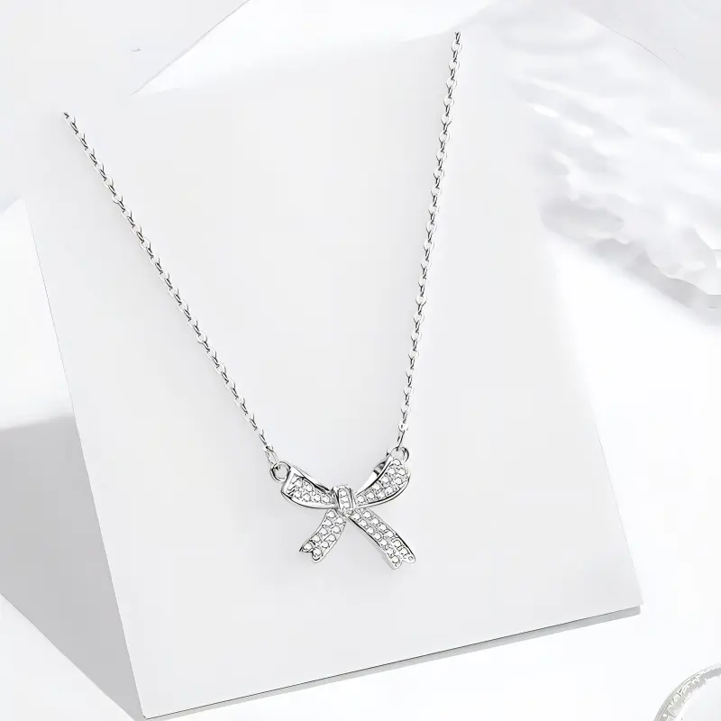 WANLIACC Alloy Radiant Bowknot Necklace Women's-1