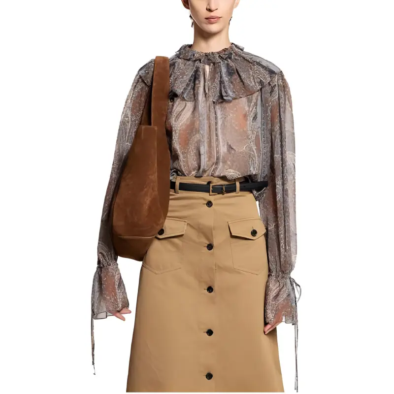 SAINT LAURENT Paisley Ruffled Blouse-1