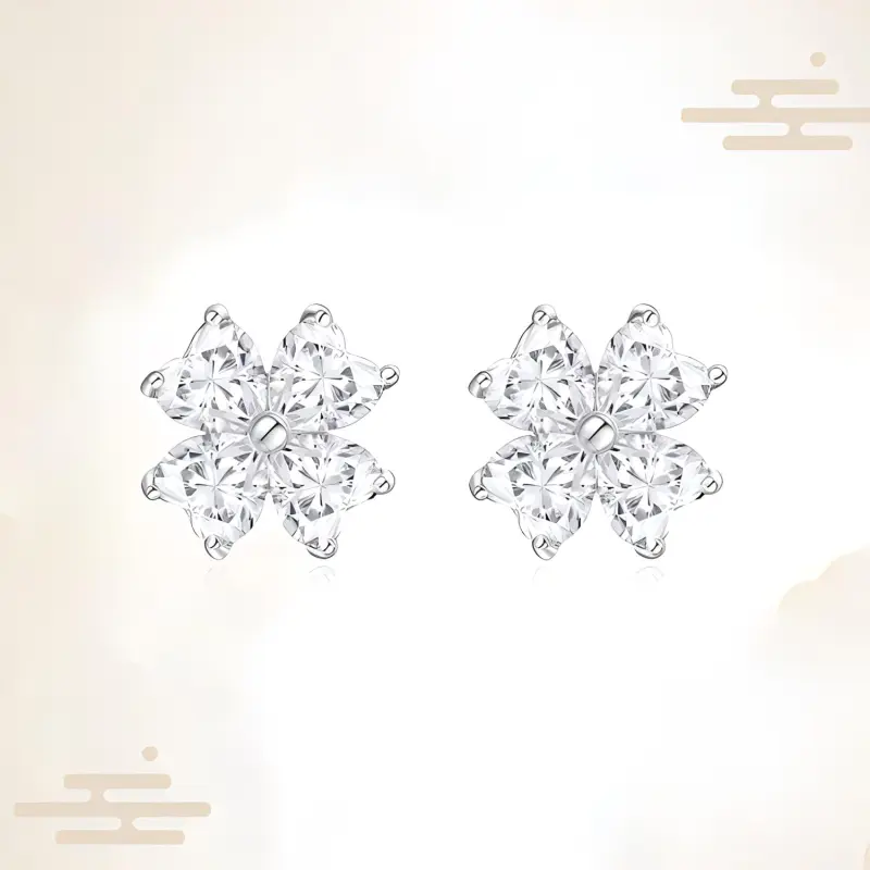 Chongqing Gold Store S925 Silver Stud Earrings Women's Good Luck Confession Record-2