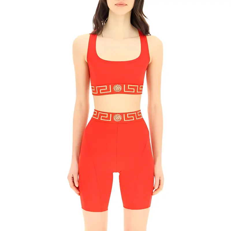 VERSACE Greca Border Sports Bra 'Red'-1