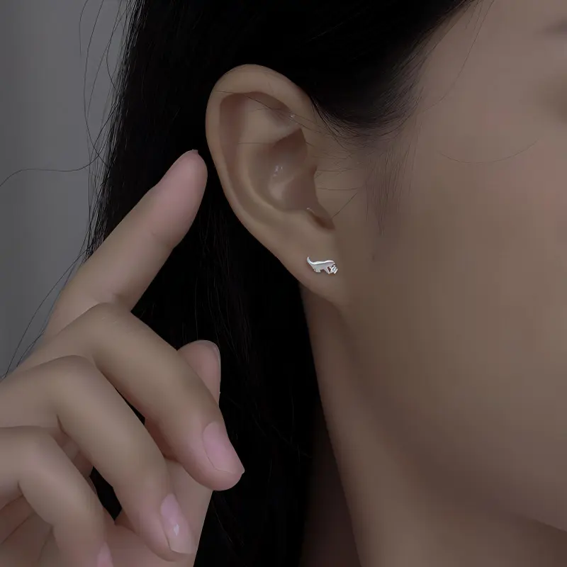 UX S999 Fine Silver Stud Earrings Women's-4