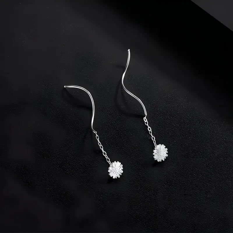 U state Pure Silver 999 Sterling Silver Drop Earrings Women's-4