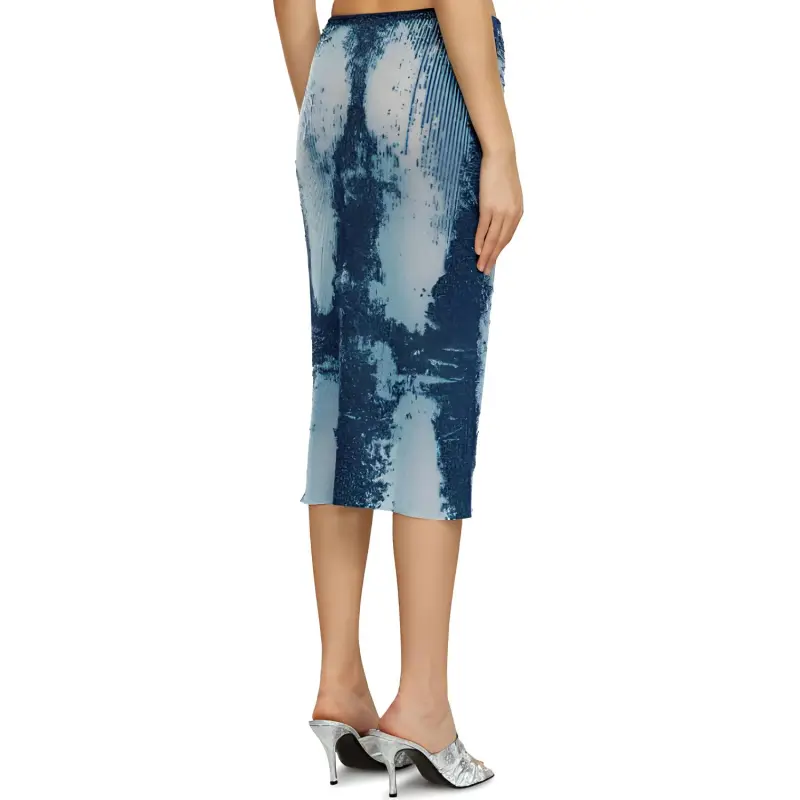 DIESEL M Begonia Metallic Knitted Midi Skirt-1