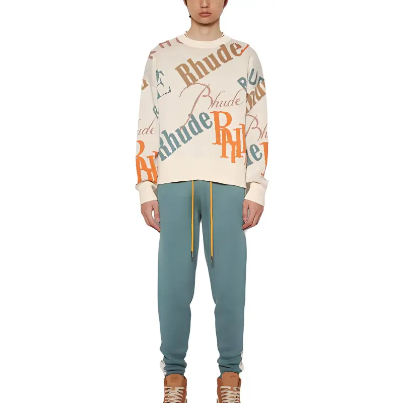 RHUDE Knitted Sweatpants Men Green-3
