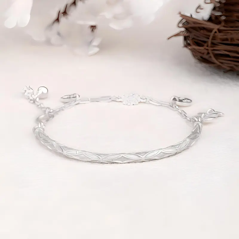 Heart Grass 999 Fine Silver Bracelets Women's-1