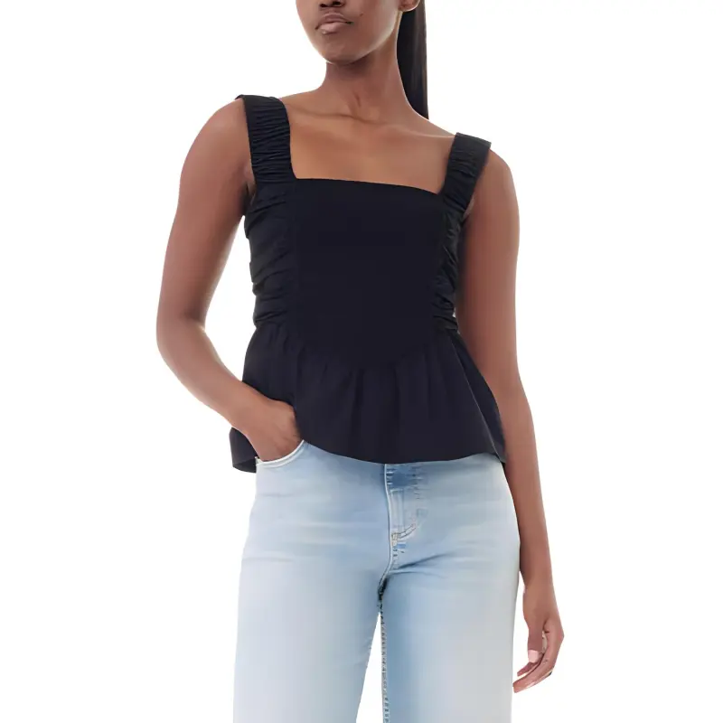 GANNI Poplin Smock Strap Top-4