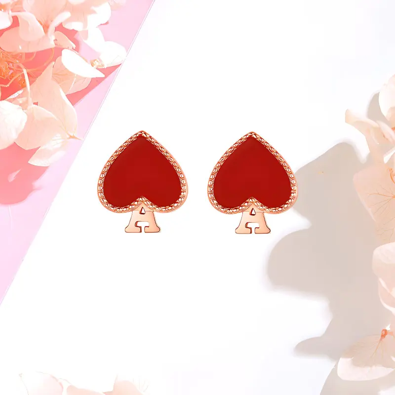CHINA GOLD Agate Stud Earrings Women's-1