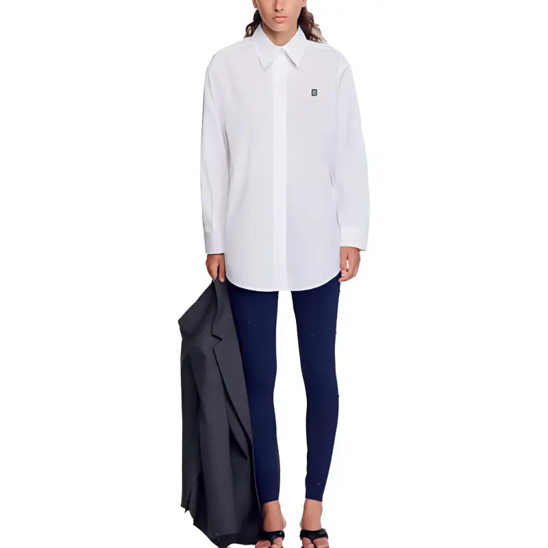 Sandro Pearl-buttons Cotton Shirt-1