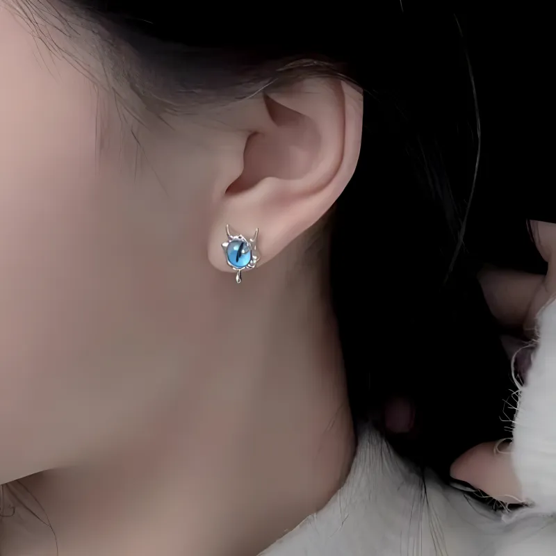 Vegetarian Colored Glaze Stud Earrings Women's-3