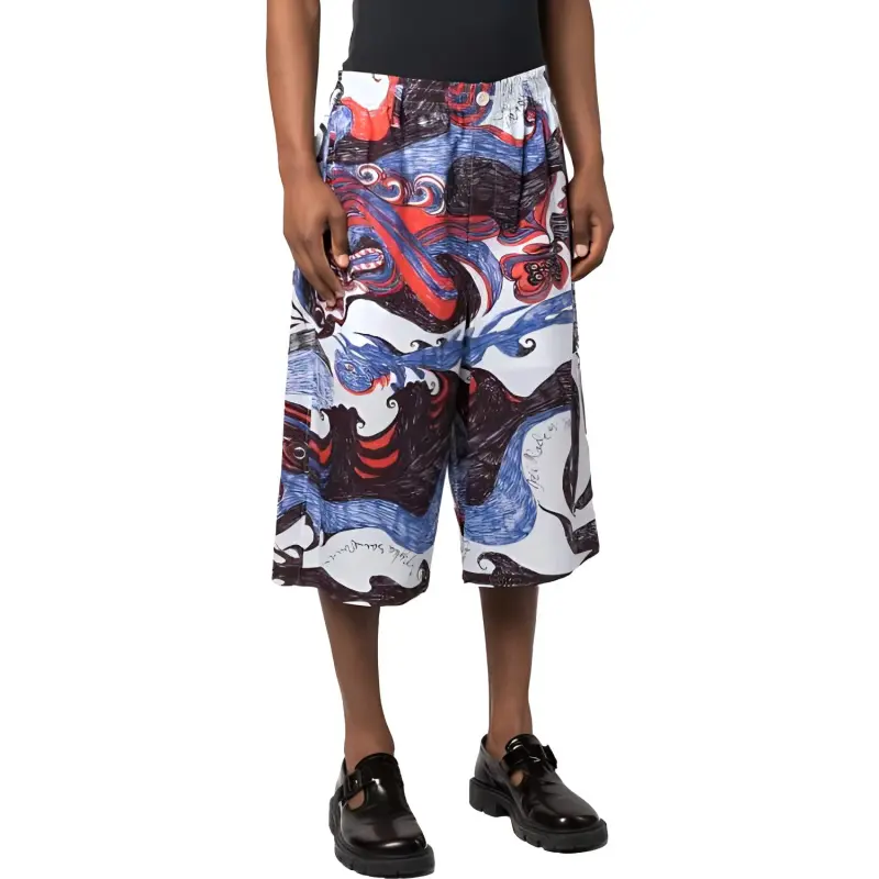 Lemaire Painterly print Cotton Bermuda Shorts-3