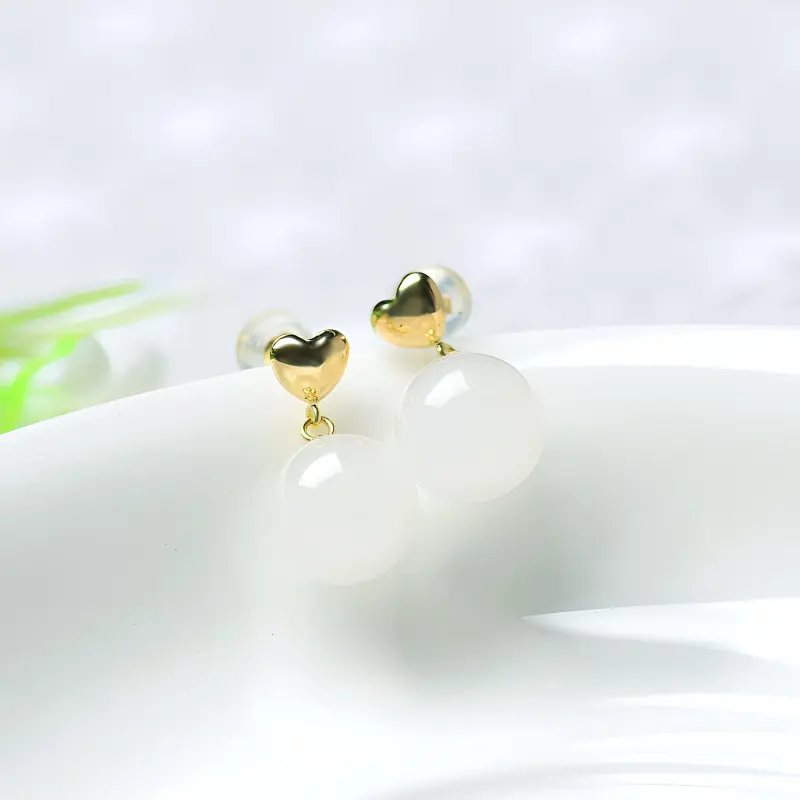 MARY WINDSOR Heart Shaped Individual Fashion Earrings White Jade Women's-1
