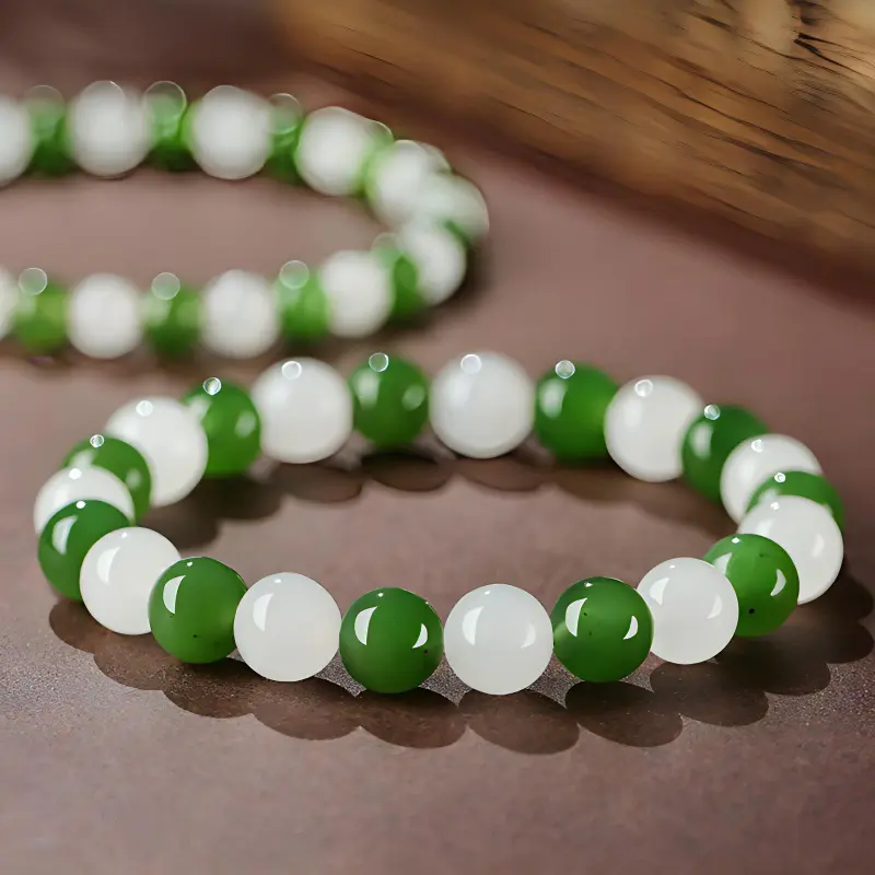 MUSHIFEN Hetian Jade Bracelets Pale Greenish White Jade Unisex-1