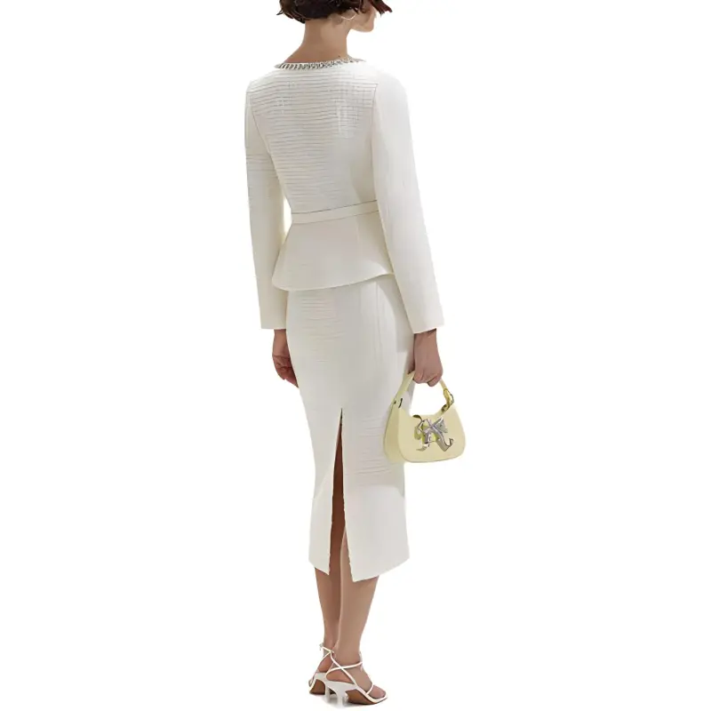 Self portrait Long Sleeved Dress Women's Pure White-2