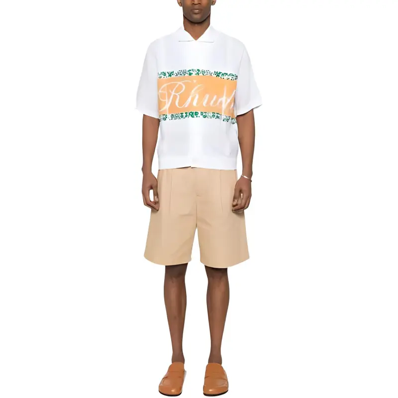 RHUDE Logo print Chambray Shirt-2