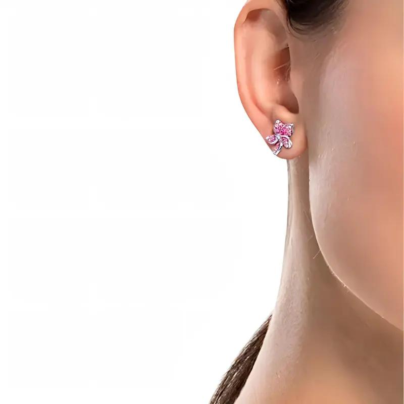 Swarovski Tropical Stud Earrings Women's Pink-3