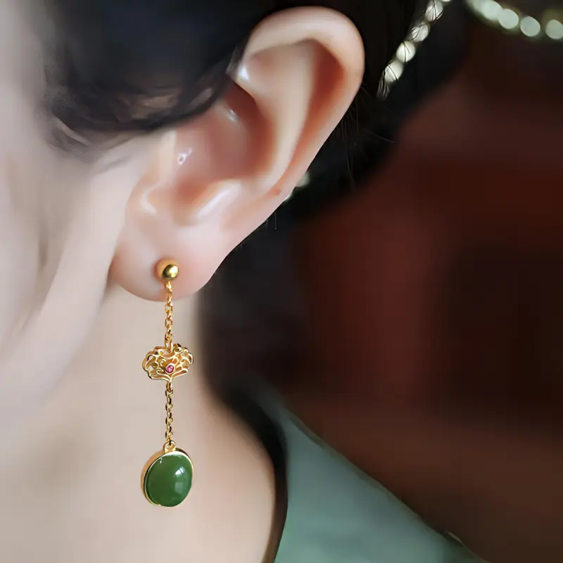 xiaoyinjiang Hetian Jade Earrings Women's-2