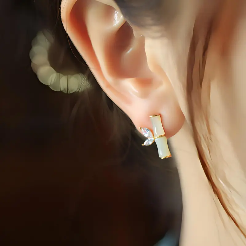 BYTHERE Earrings Pale Greenish White Jade Women's-1