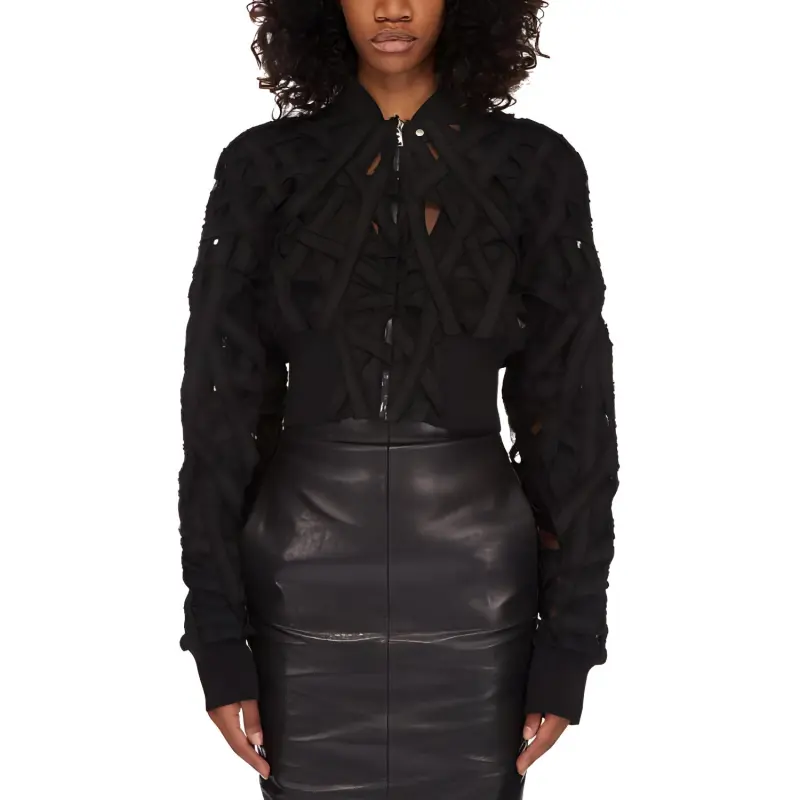 RICK OWENS Flight Cropped Jacket 'Black'-2