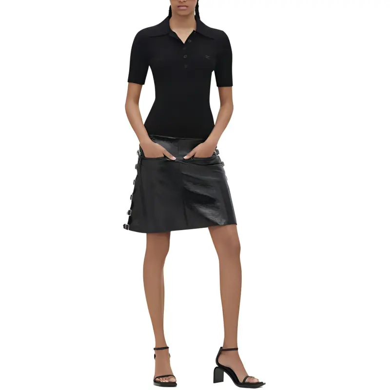 COURREGES Iconic Ribbed knit Polo Shirt-1