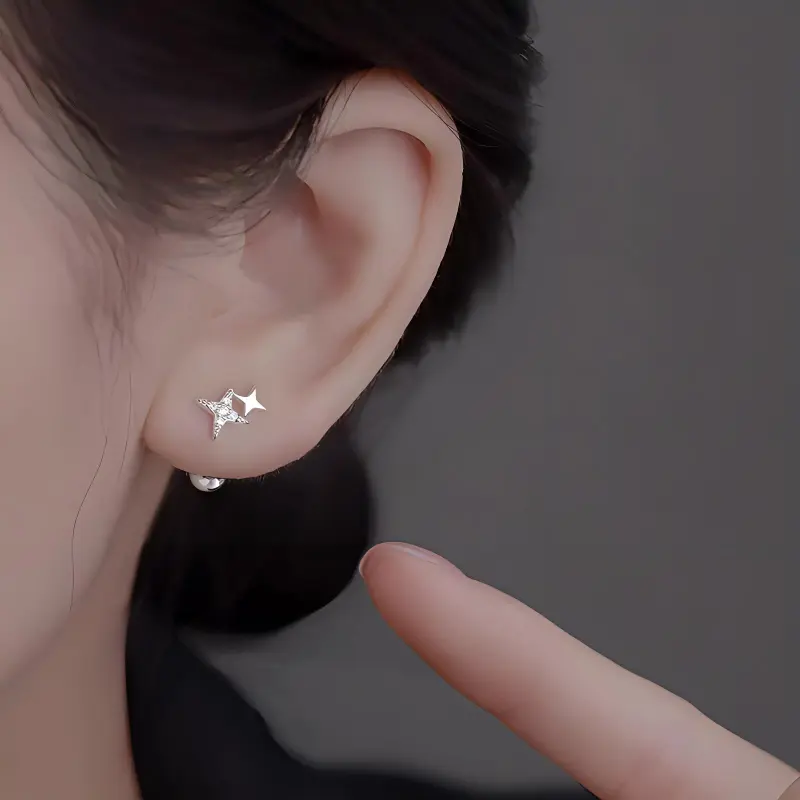 KiNGZiT 999 Fine Silver Stud Earrings Women's-1